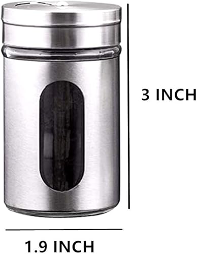Miniatura 6 de Juego de 4 saleros y pimenteros de vidrio de acero inoxidable con tapas, 3 onzas para almacenar sal y pimienta, especias y condimentos con ventana