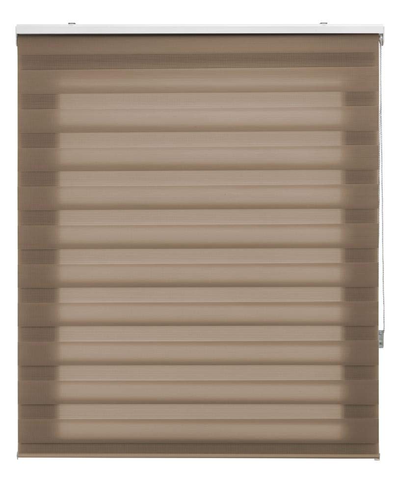 HappyStor Night Estor Enrollable Noche y Dia A Medida 321-Marron Medida Total Estor: 70x250 (Solo Ancho Tela:66-67cm.)