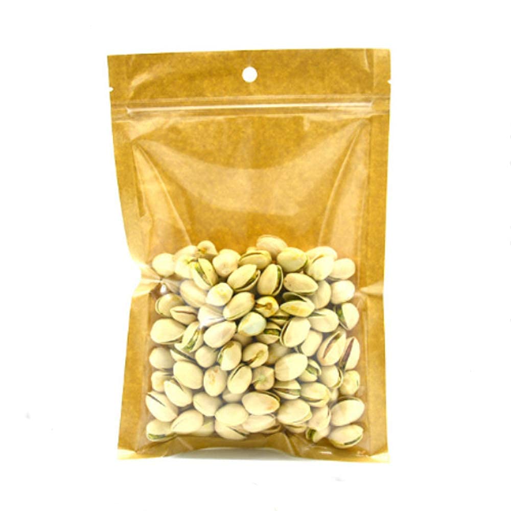 Bolsas ziploc, 100 Uds. Bolsas con Cierre Frontal de plástico Transparente tamaño pequeño Papel Kraft marrón resellable Poly(24x37cm (9.4x14.6 Inch))
