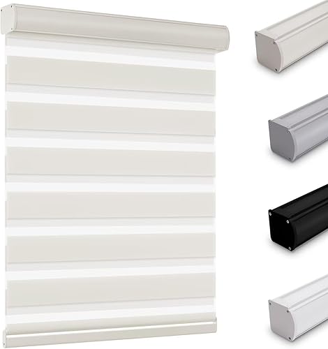 Youngoo Persianas Zebra para ventanas sin cordones, persianas transparentes de doble capa del 80 % opacas, tratamientos de ventana, persianas de día