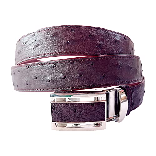 Julie Genuine Real Ostrich Skin Leather Meninchs Dark Brown Belt 33-48inch Black big