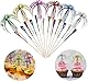 Hoiny 100 Stück Cocktail Picks Feuerwerk Sticks, Feuerwerk Sticks Cocktail Deko Benutzt für Cocktail Party Dekorationen, Bunte Frucht Zahnstocher Palme Cocktail Picks, 15 cm