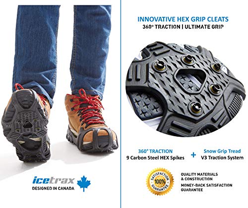 ICETRAX V3 HEX Winter Ice Grips for Shoes and Boots - Ice Cleats for Snow and Ice, StayON Toe, Reflective Heel - Thumbnail 2