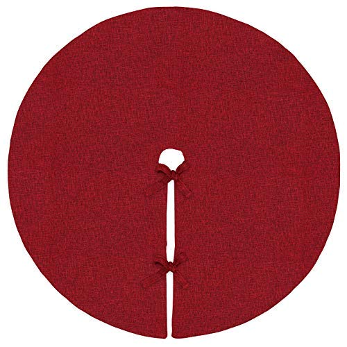 Ivenf Christmas Tree Skirt Red: 48 Inches Burgundy Burlap Double-Layer Plain Xmas Tree Skirt, Rustic Farmhouse Xmas Tree Decorations Indoor For Kids Home School Office Holiday Party Decor thumb #1