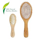 Nipoo Natural Wooden Paddle Hair Brush + Free Mini Travel Brush - Eco-Friendly B...