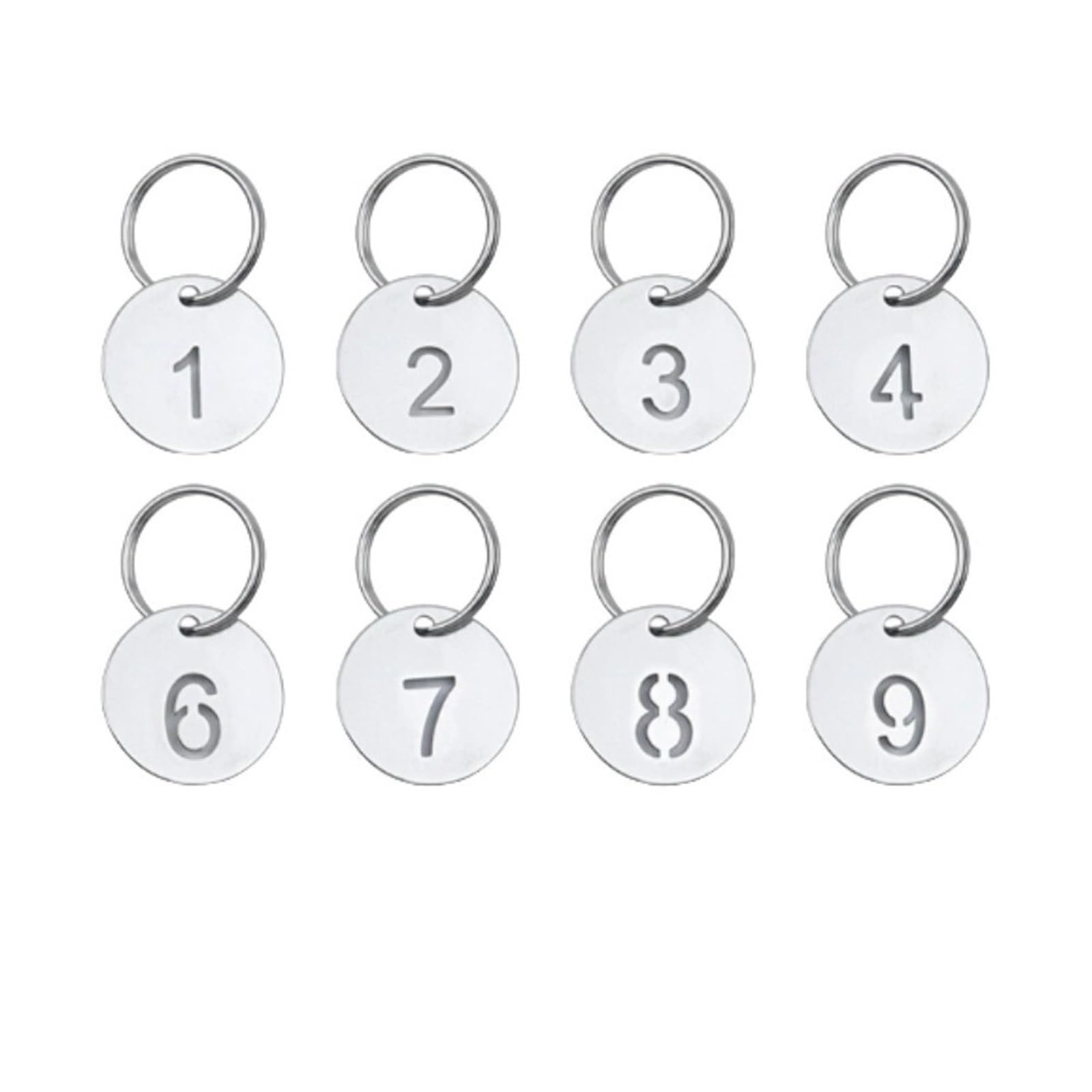 Etiquetas de plástico para números de identificación, 100 unidades, acero inoxidable, 23 mm, redondas, llaveros, cadenas de dulces, regalos de joyería para restaurante, cafetería, taquillas, hoteles