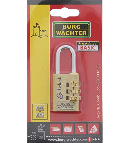Image of Burg-Wachter Combi 80 30 M SB Combination Padlock 30mm-80, Brass