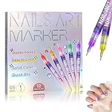 SUJEBKC 12 Farben 3D Nagellack Stift Set, Nagelkunststift Diy Linie Nagelkunst Graffiti, Nagelspitze...