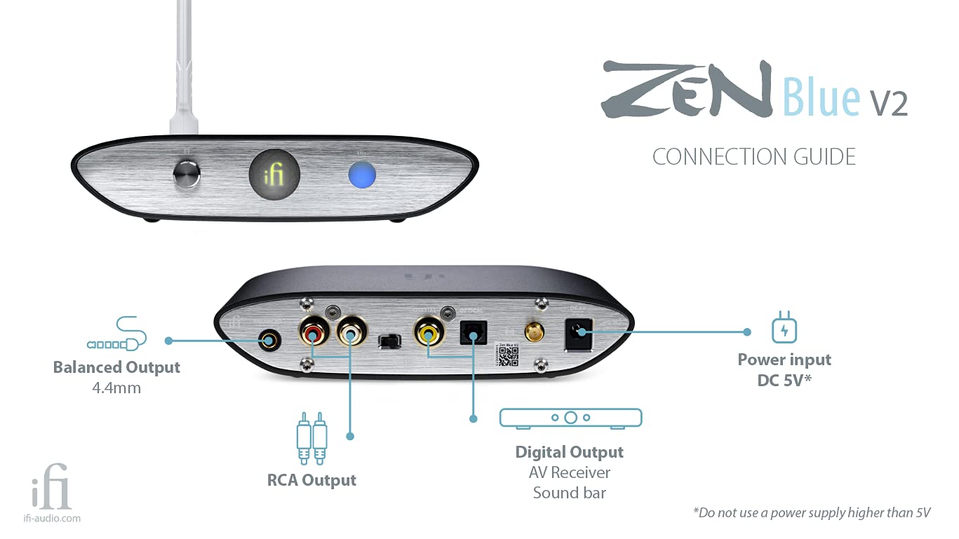 Flash Deals - 60% OFF iFi Zen Blue V2 - HiFi Bluetooth 5.0 Receiver Desktop DAC for Streaming Music to Any Powered Speaker, A/V Receiver, Amplifier - Outputs - Optical/Coaxial/SPDIF/BRCA / 4.4 Balanced (US Version) Crazy Deals iFi Zen Blue V2 - HiFi Bluetooth 5.0 Receiver Desktop DAC for Streaming Music to Any Powered Speaker, A/V Receiver, Amplifier - Outputs - Optical/Coaxial/SPDIF/BRCA / 4.4 Balanced (US Version)