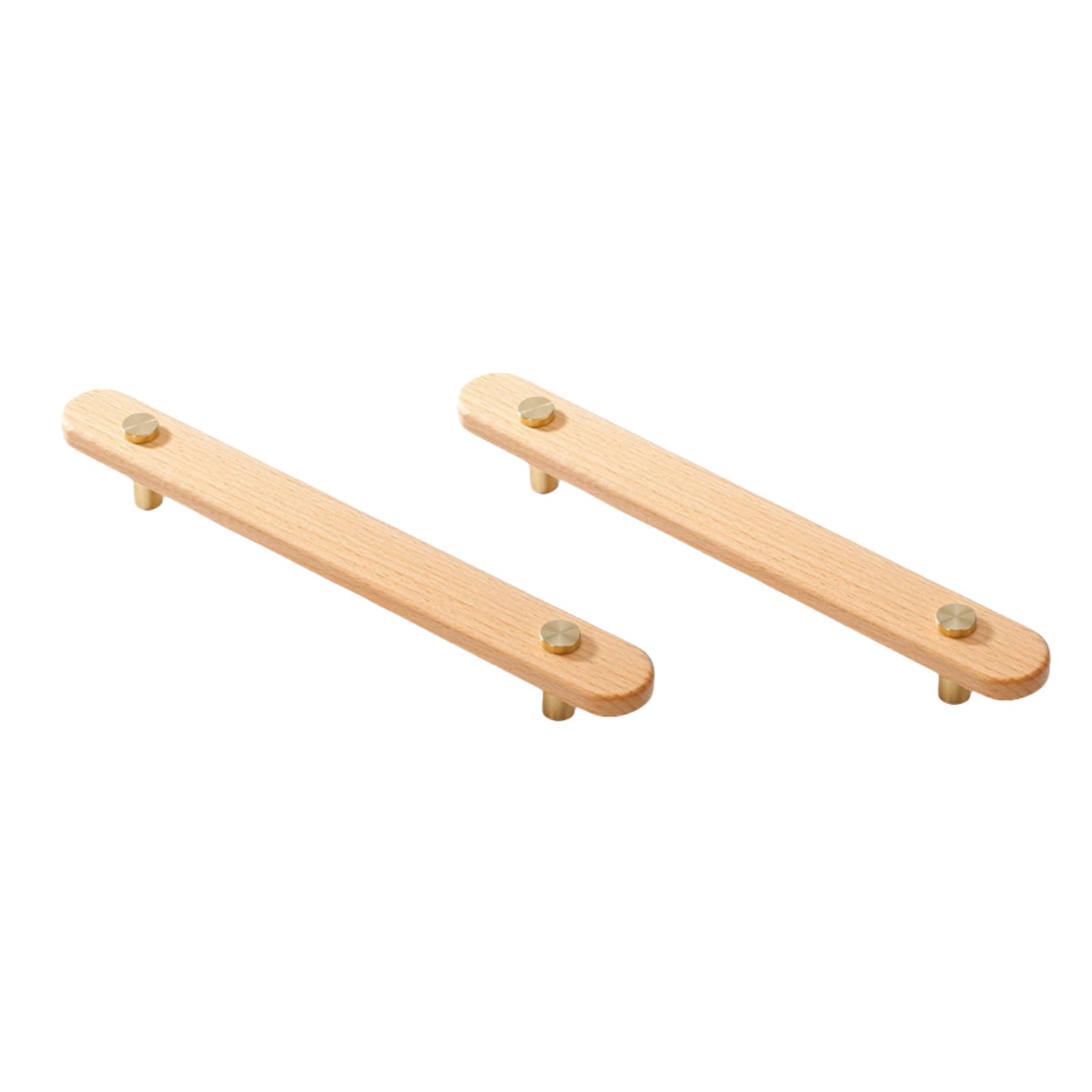 ITTRUH Wood Drawer Knobs,Cabinet Pulls 2Pcs Brass Beech Handles Wooden Wardrobe Door Room Solid(160mm)