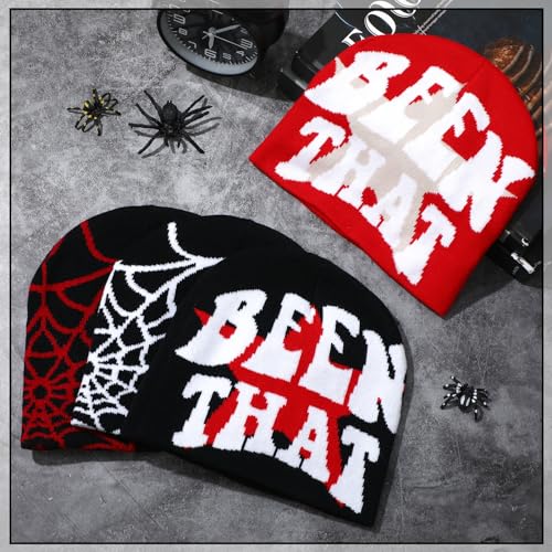 Image of Ramede 4 Pcs Y2k Beanie - Double Sided Graphic Beanies for Men and Women, Acrylic Knitted Y2k Hats Accessories