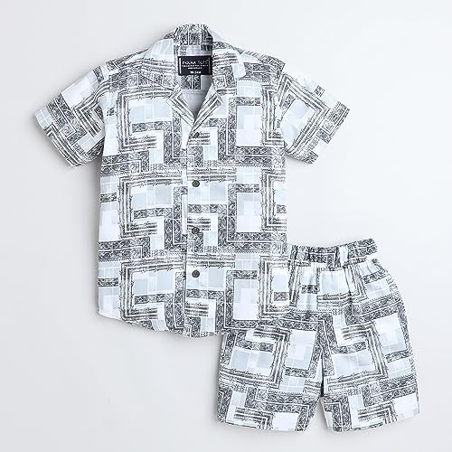 Image of POLKA TOTS Cotton Half Sleeves Shirt With Shorts, All Over Print Cord Set for Baby Boy Kids