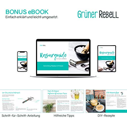 GRÜNER REBELL® Rasierhobel Set mit Bambus Griff & extra breitem Rasierkopf für eine noch sicherere Rasur! Der ZERO WASTE… - Image 8