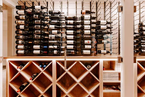 VintageView Wall Series (8 Ft) - 72 Bottle Wall Mounted Wine Bottle Rack Kit (Brushed Nickel) Stylish Modern Wine Storage with Label Forward Design - Thumbnail 5