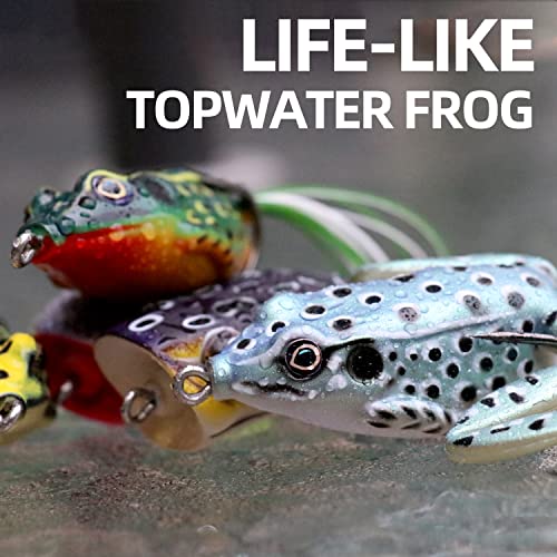 RUNCL Topwater Frog Lures 5PCS, Durable Lifelike Silicone Bass Bait, Floating Realistic Frog Lures Kit for Freshwater Saltwater, Topwater Fishing Lures for Pike Snakehead Salmon Trout Catfish - Image 5