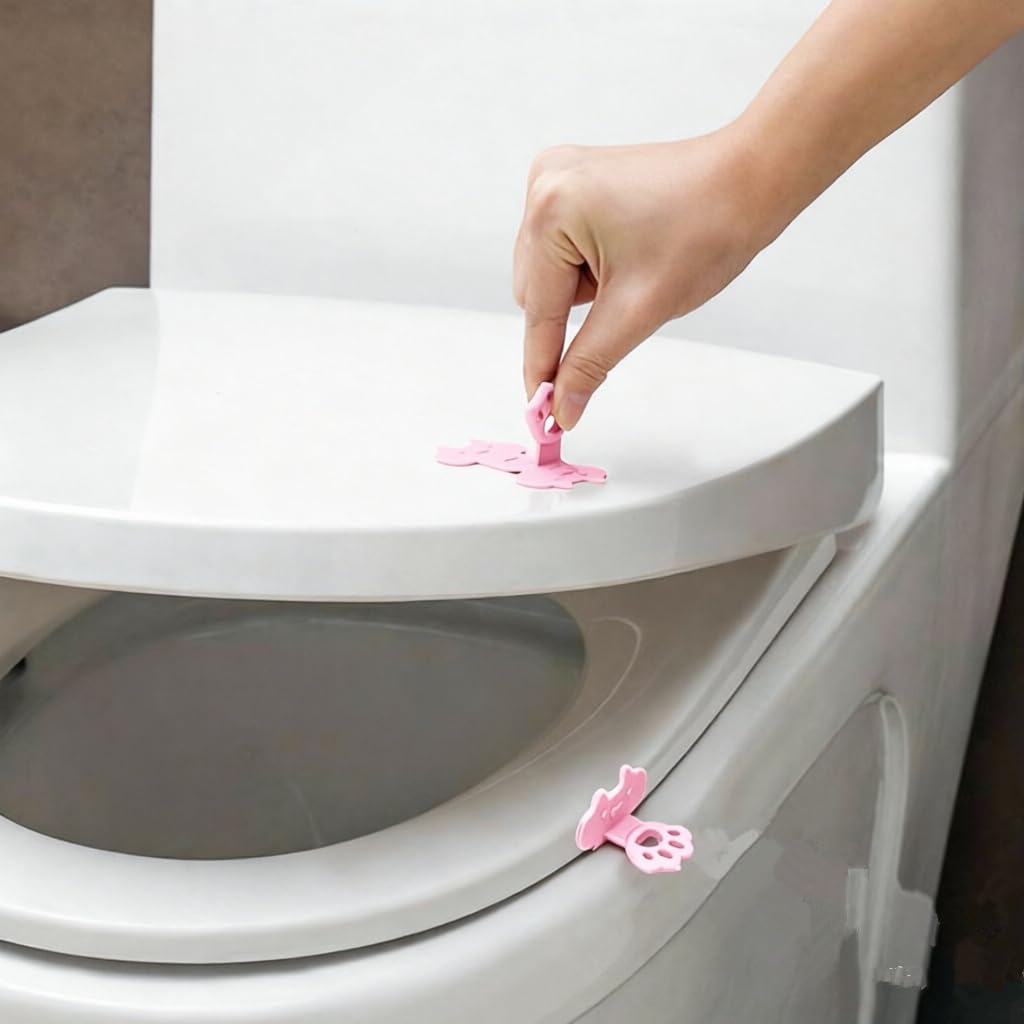 HIFEASTS Toilet Seat Lifter Handle, Toilet Lid Opener and Holder, Easy to Operate, Aesthetically Pleasing, for Long-Term Use (Pink)