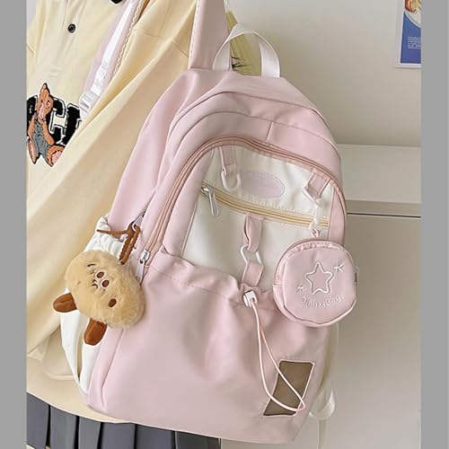 Cute Backpack, Travel Double Shoulder Bag, Laptop Backpack for 16” with Large Capacity Adjustable Straps (Pink)3