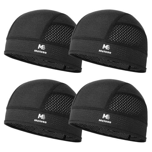 MELASA 4 Pack Cooling Skull Cap for Men Women Breathable Mesh Helmet Liner Sweat Bike Cap for Cycling Motorcycle Hard Hat
