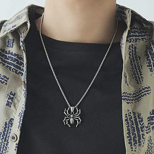Jude Jewelers Retro Vintage Stainless Steel Fat Spider Style Halloween Party School Holiday Biker Pendant Necklace2