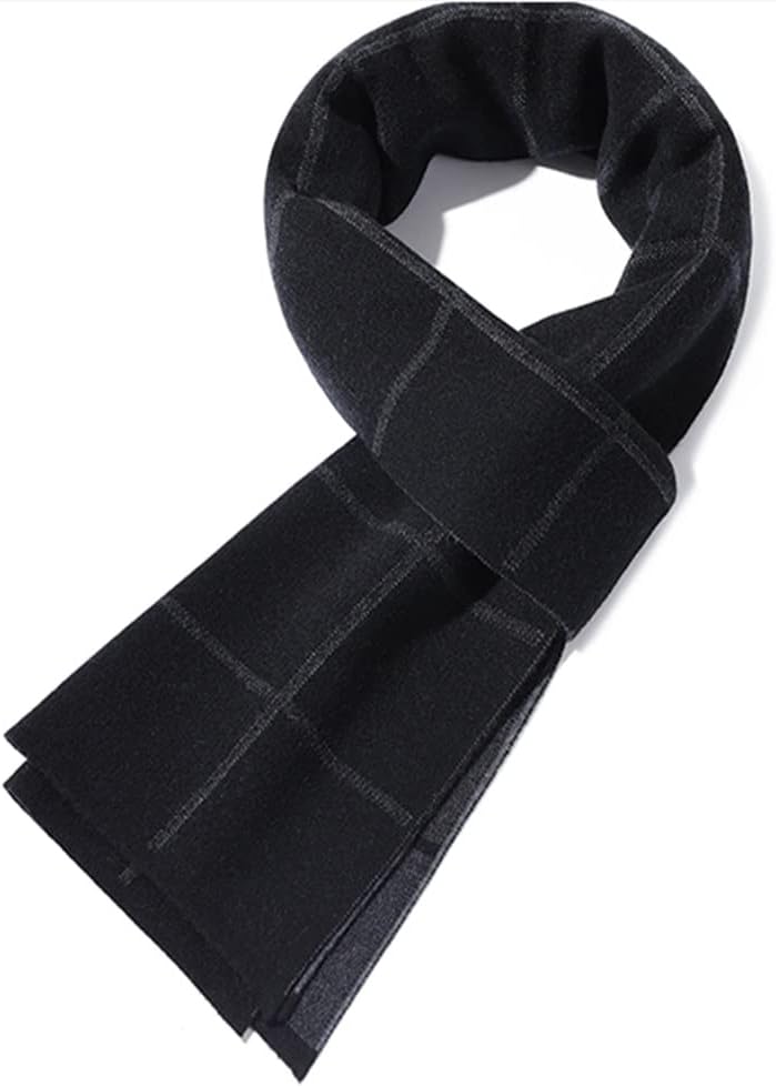 HBJWOV Scarf Men's Plaid Autumn and Winter Models Casual Thickening Warm Scarf Boys' Day Gift