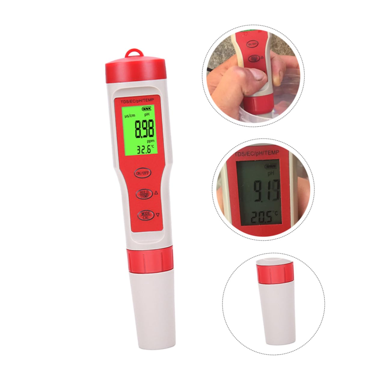 Misuratore Ph Digitale Atc Tester Per Ph Ec e Temperatura Monitor Portatile Display Lcd Retroilluminato Per Potabile e Test Marino