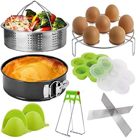 Pressure Cooker Accessories Set, Compatible with Instant Pot 5,6,8 QT Steamer Basket,Egg Rack, Springform Pan,Egg Bites Mold,Steamer Basket Inserts,1Pair Silicone Mitts/8pcs