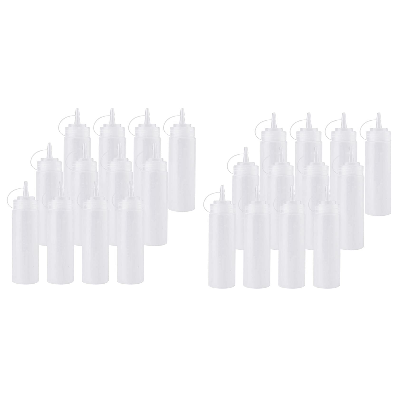 Hndhbfgrt 24 Pack 8 Oz Squeeze Squirt Condiment Bottles with Twist on Cap Lids for Sauce, Ketchup, BBQ, Dressing, Paint