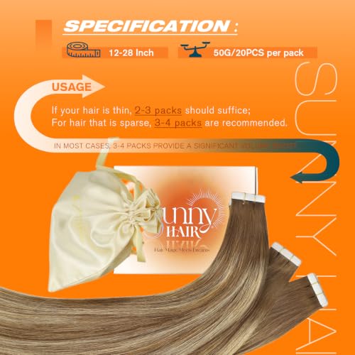 Image of Sunny Hair Blonde Tape in Hair Extensions Human Hair 18 Inch for Daily Wear
