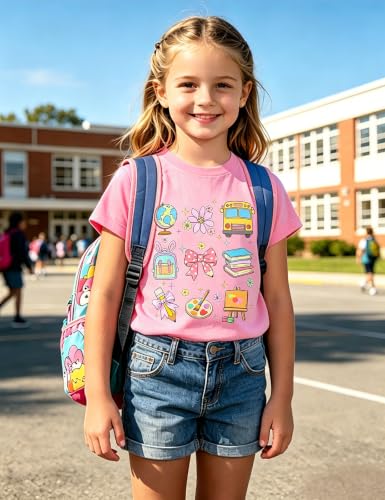 Image of Girls' School Days Short Sleeve Shirts Graphic T-Shirts Size 5-8