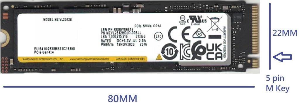 OEM 512 GB SSD PM9A1a PCIe Gen 4.0 x4 M.2 PCI-e NVME wewnętrzny dysk półprzewodnikowy 2280 Form Factor M, kompatybilny z PS5, laptopem Lenovo, Samsung Desktop Gen4, MZ-VL2512B, do 6900 MB