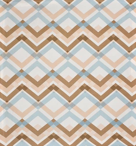 Image of KAWI Elastic Fitted Bedsheet Cotton Blend Double Bed with 2 Pillow Cover (72 inch X 78 inch)- Cream Colour-Light Brown Zig Zag Print