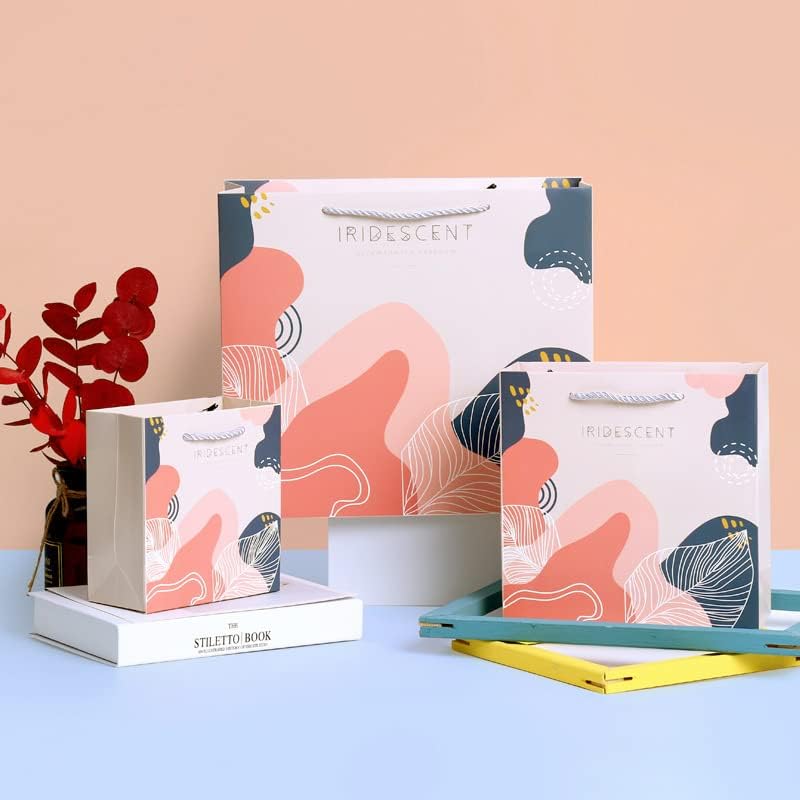 Miniatura 3 de SHIPKEY 1 paquete de bolsas de regalo abstractas grandes, 12.6 x 4.7 x 10.6 pulgadas, elegantes bolsas de regalo con papel de seda, bolsas de papel