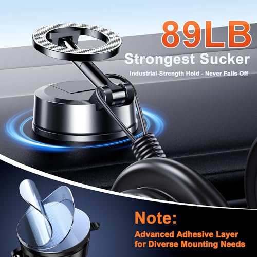 for MagSafe Car Mount Magnetic Dash Mounted Phone Holders for Car Phone Holder Mount 360°Rotatable & Foldable Windshield Dashboard Phone Mount Cell Phone Cradles Fit for iPhone 16 15 14 13 12 series