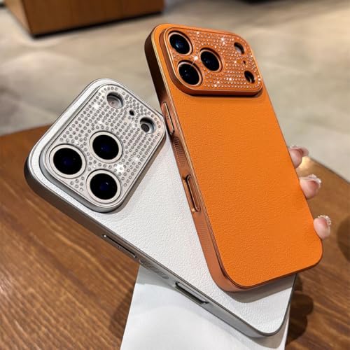 Coque luxe iPhone 14 Plus en cuir PU gris et finitions plaquées or - 4
