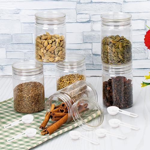 Image of Homeor Plastic Storage Jar & Containers With Spoon, Airtight & BPA Free Containers for Kitchen Storage, Grocery Kitchen Container, Multipurpose Jar, Fridge Storage Container, 300 ML Set 12 Transparent