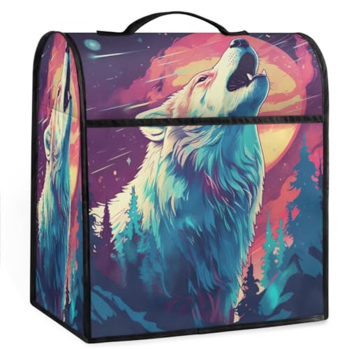 Coffee Maker Cover Starry Sky Wolf Kitchen Appliance Covers Small Appliance Covers Blender Cover Juicer Cover Dust Covers for Kitchen Appliances with Top Handle and Pockets,Washable,B687