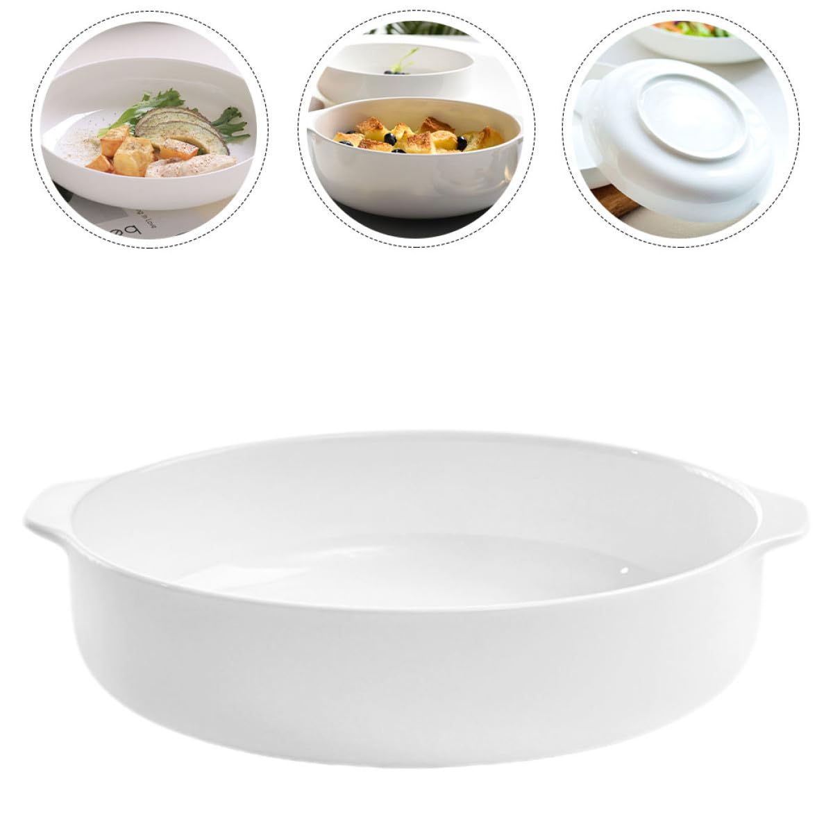 SHINEOFI Fuente de Cerámica de Color Claro con Asas para Horno y Microondas