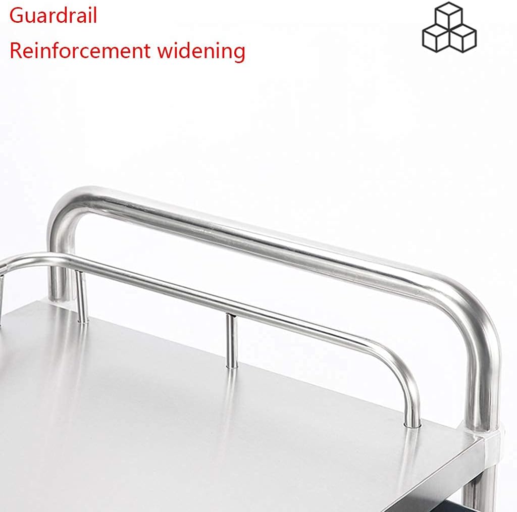 Medical carts Double-Layer Stainless Steel Treatment carts Laboratory Equipment carts with Adjustable Sewage Basin (Small Size: 50x40x86cm)
