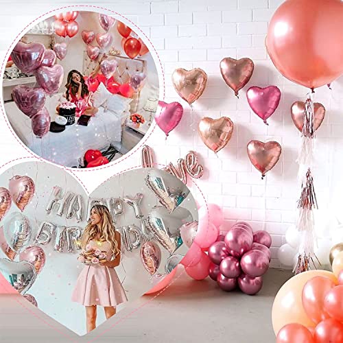 Image of Party Propz Heart Shape Foil Balloons, 18-Inch Pack of 10 Heart Foil Balloons, Heart Balloons For Decoration, Wife Birthday Decoration Items, Love Decoration Items (Foil), Pink & White