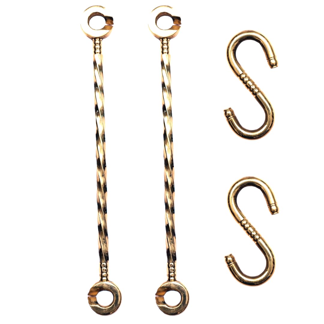 VNF Antique Brass Chain Link Rod Saliya - Heavy Duty Set for Porch Swings, Swing Chair, Swing for Home, Wooden Swing, Jhula, unjal, 12 MM Thickness Rod, (Brass Varam, 2)