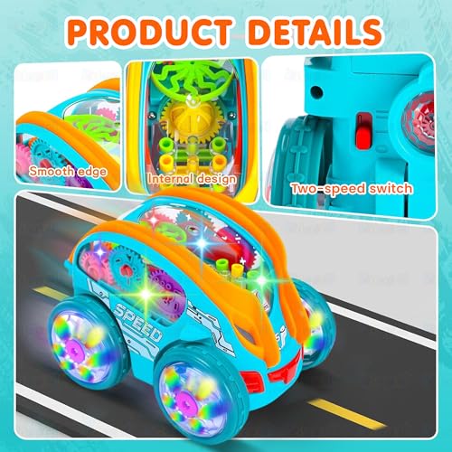 Image of Kidology 360 Rotating Stunt Car Toy with Music & LED Lights | Automatic Bump & Go Flip Race Car with Spinning Action | Battery Operated Sensory Vehicle Toy for Boys & Girls Ages 3+ Gift for Birthday