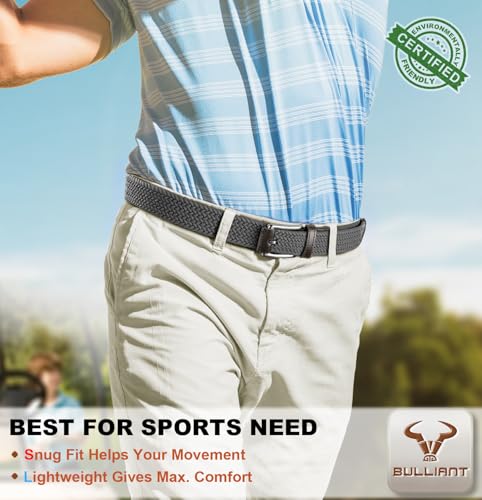 Image of BULLIANT Belt for Men 2Pack,Mens Gift Stretch Braided Web Belt Elastic for Casual Golf Jeans,1 3 /8 inch