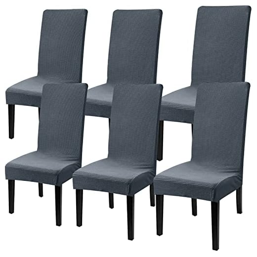 TMOSLY 6 Pack Fundas para sillas,Tejer Fundas elásticas para sillas de Comedor，Fundas elásticas extraíbles y Lavables para sillas de Comedor para Comedor, Hotel, Comedor, Ceremonia