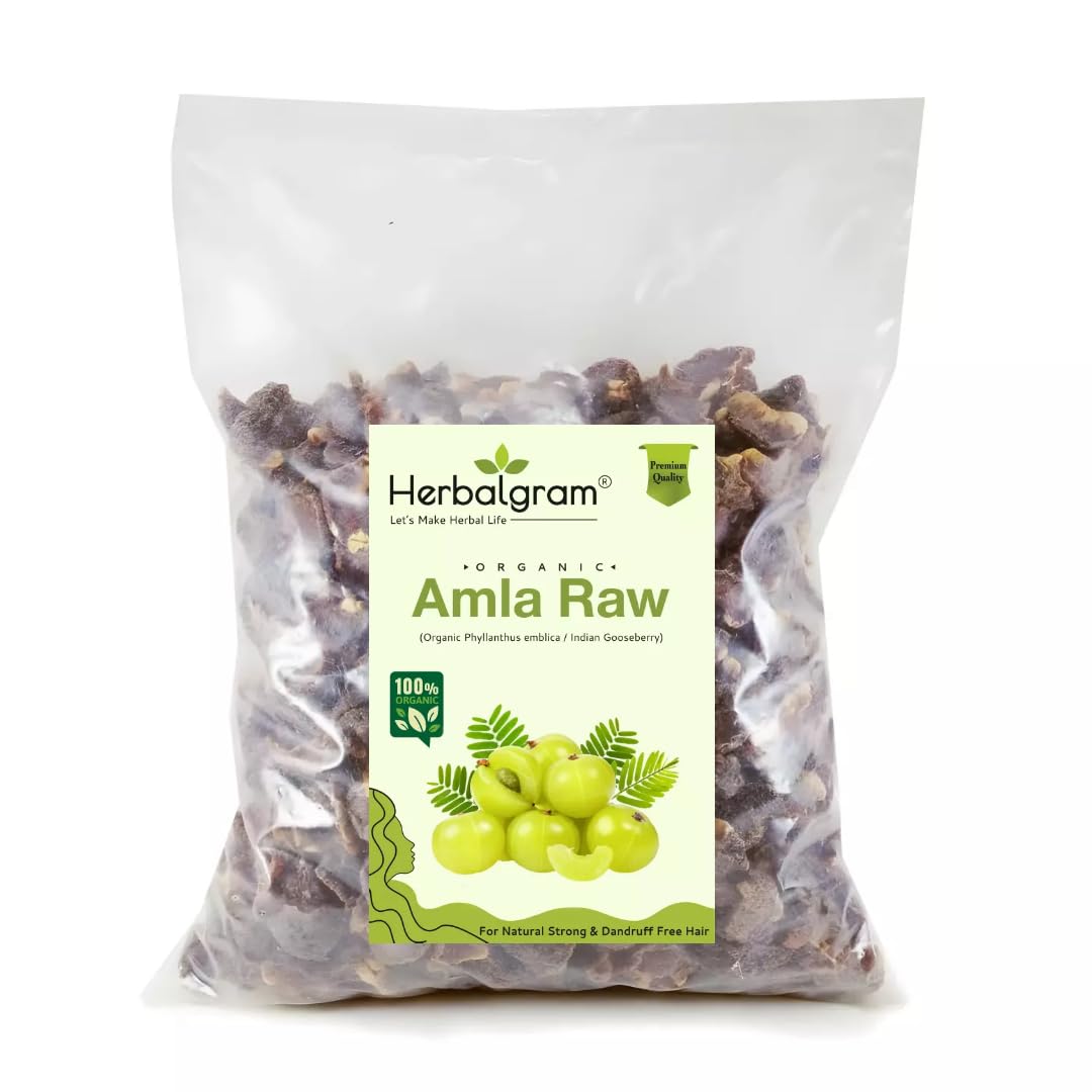Herbalgram Organic Dry Amla Raw For Hair Shine Amla Fruit Whole Dry Raw Gooseberry For Improve Cleanses Hair Testure 200gm-picture-44