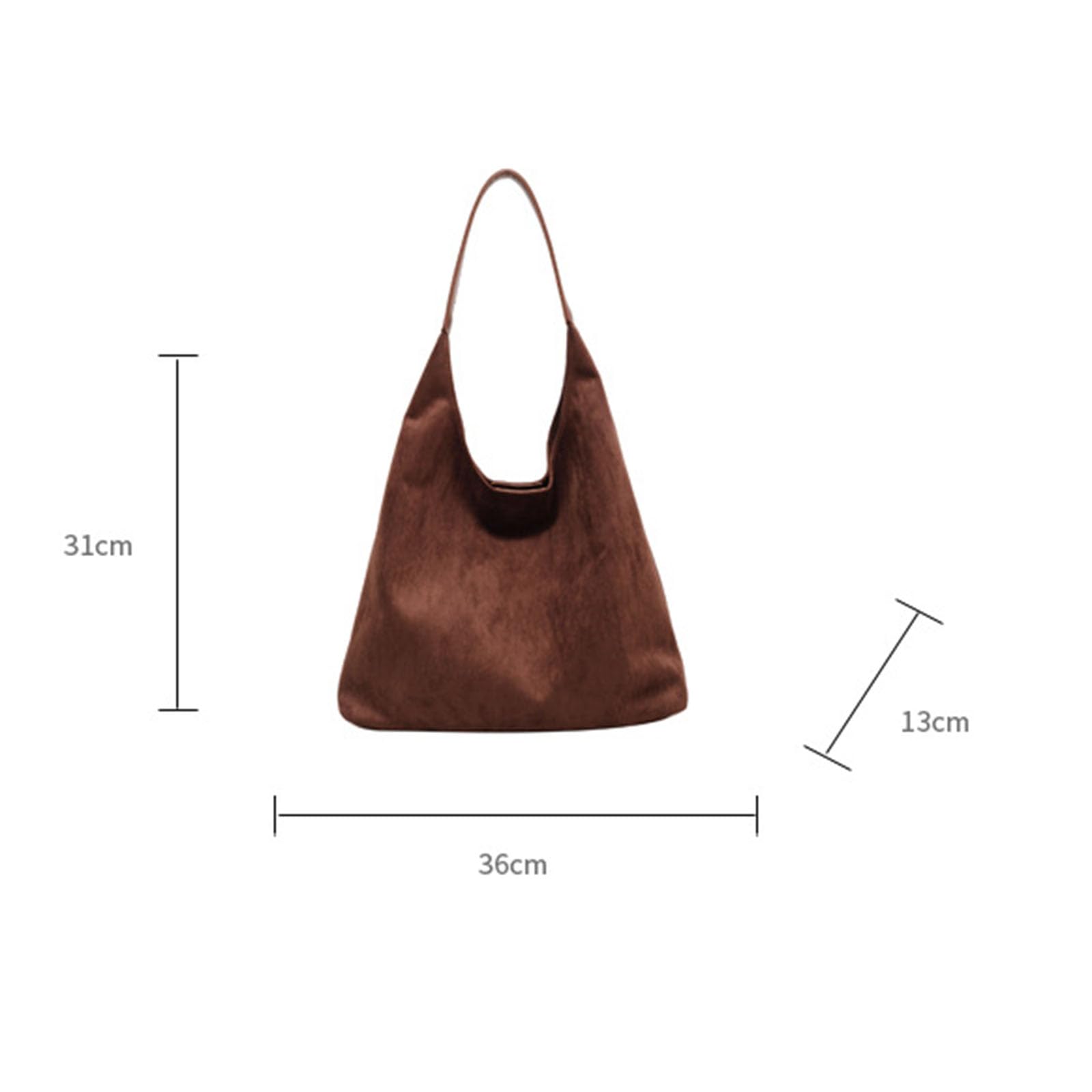 Braune Wildledertasche, Hobo-Tasche aus Leder für Damen, lässige Wildledertasche, Hobo-Handtasche, Tragetasche für Damen