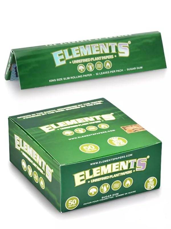 Elements Green Unrefined Plant Rolling Papers and Tips King Size Slim (3)