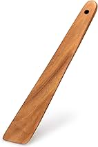 12 Inch Teak Wood Spatula for Cooking Non Toxic Kitchen Utensil Scraper Spurtle Kitchen Tools Flat Wooden Egg Flipper Spatulas Turner Cooking Spoon Bamboo Spatula Turner Cast Iron Sourdough Stirrer