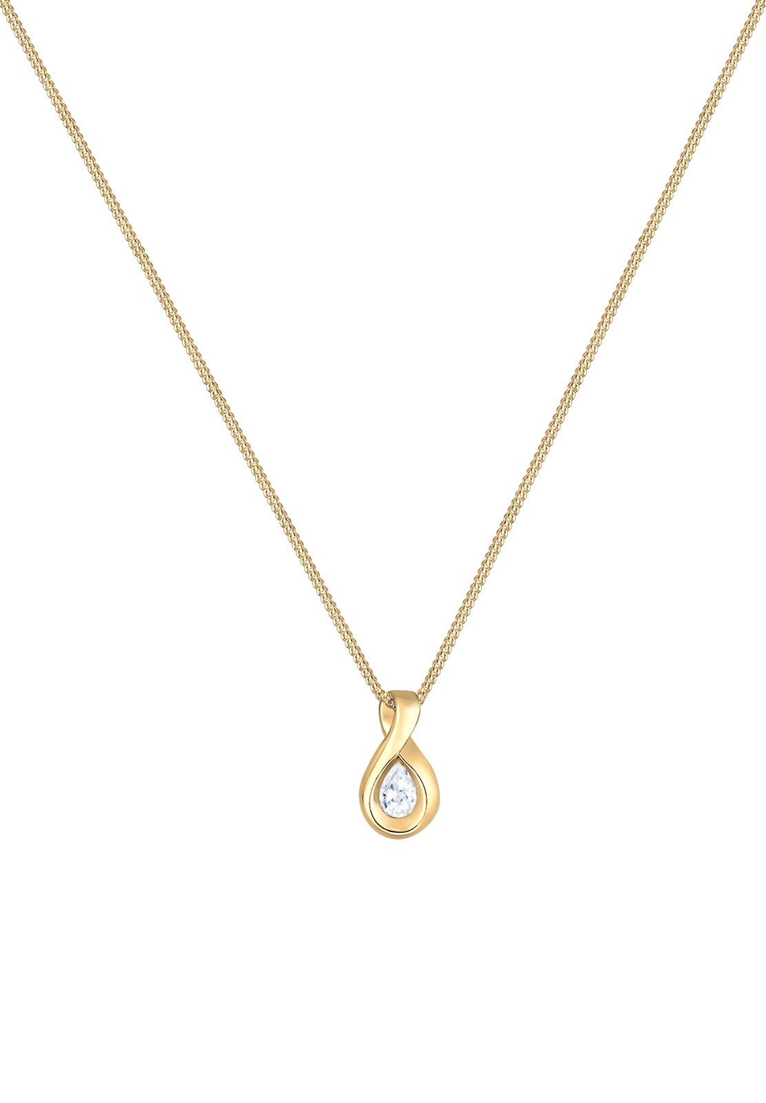 Elli Premium Halskette Damen Infinity mit Zirkonia Steinen Unendlichkeit in 585 Gelbgold