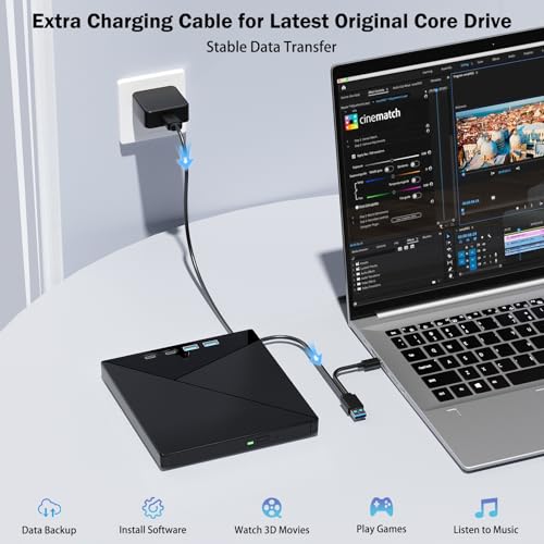 Image of Wbacon 7 in 1 External 4k Blu Ray Drive for Laptop, USB 3.0 Blu Ray Burner