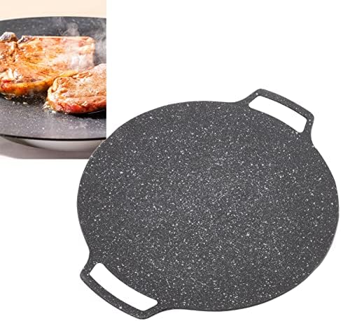 HEEPDD Round Teppanyaki Frying Pan, High Thermal Conductivity Harmless Heavy Korean BBQ Plate Aluminum Alloy for Home Outdoor Stove Gas Type 33cm